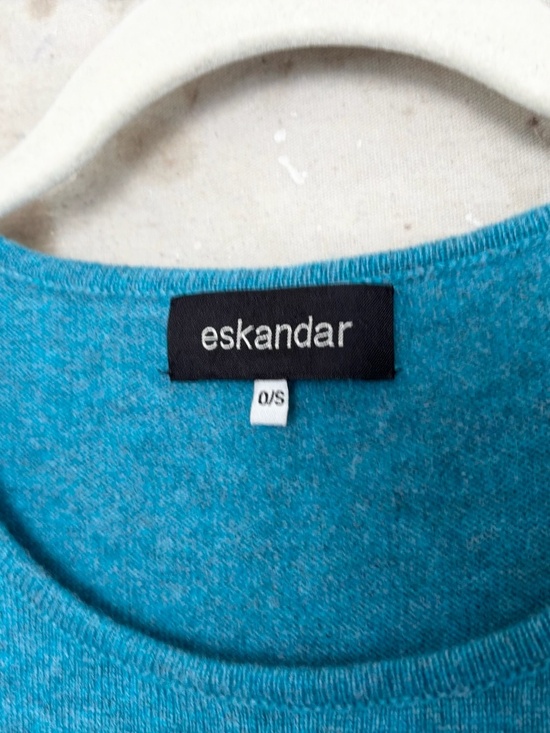 Eskandar Cashmere A-Line Sweater, Dark Turquoise - Picture 4 of 5